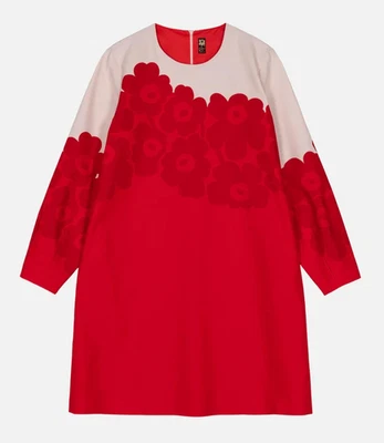NWT marimekko Sieva Unikko in Red Pink Floral Cotton Linen Shift Dress 40 - Image 1 of 4
