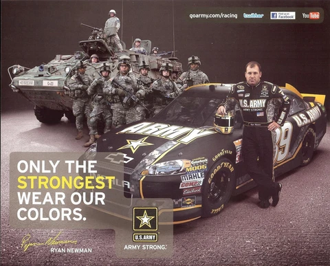 2012 RYAN NEWMAN "US.ARMY" #39 NASCAR SPRINT CUP POSTCARD Cover