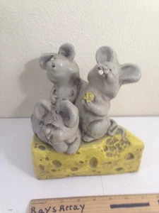 52 Year Old Chalkware figure By Kimro 1972 Vtg Rare Mice and cheese 70s mcm cute - Picture 1 of 14