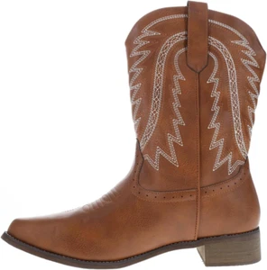 SC200917BRM Braun Cowboystiefel Eckige Zehenpartie Bestickt Westernstiefel Herren Größe M - Bild 1 von 12