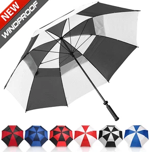 LONGRIDGE DELUXE 60" WINDPROOF DUAL CANNOPY GOLF UMBRELLA / STORMPROOF BROLLEY - Picture 1 of 10