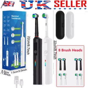 Toothbrush Electric Sonic Rechargeable Pro Rotating Brush Heads Timer Modes UK~ - Picture 1 of 14