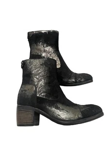 Frye Damen Kalbshaar Metallic Schwarz Leder Reißverschluss Stiefel Italien Größe 8B - Bild 1 von 17