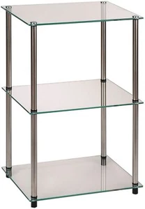 Convenience Concepts Designs2Go Classic Glass Tall 3 Tier End Table, Glass - Picture 1 of 5