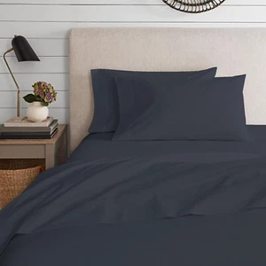 Hudson & Main 4-Piece Jersey Sheet Set, Navy QUEEN SIZE (135960) Super Soft - Picture 1 of 14