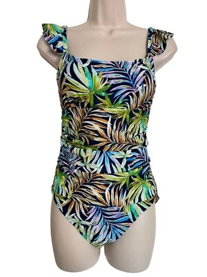 Ellen Tracy Colorful One Piece Swimsuit Size 8 Ruffle Adjustable Straps NWOT Pad - Image 1 of 4