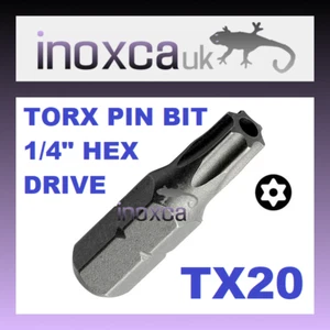 6 T20 TX20 TORX STIFT SICHERHEIT SECHSKANT BITS 1/4 ZOLL SECHSKANTANTRIEB MIT LOCH FÜR STIFT - Bild 1 von 1