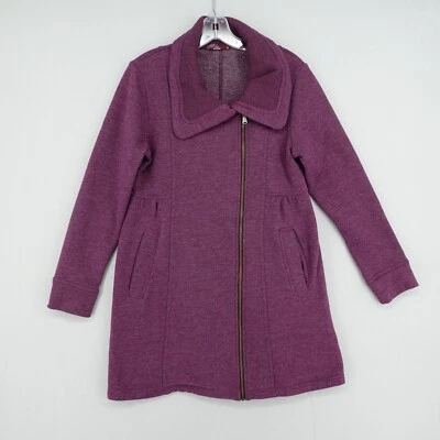 Chaqueta prAna Mila para mujer pequeña con cuello púrpura cremallera completa bolsillos de longitud media tejida Foto 1 de 4