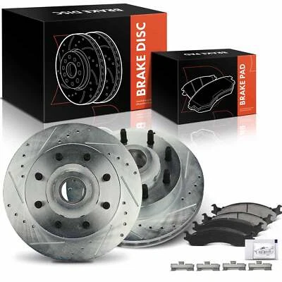 Front Drilled Brake Rotor & Ceramic Brake Pad for Dodge B2500 1998 Ram 2500 Van - Image 1 of 4