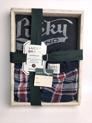 Lucky Brand Mens Sleepwear Gift Set Pajamas Long Sleeve Crew & Soft Flannel Pant - Image 1 of 4