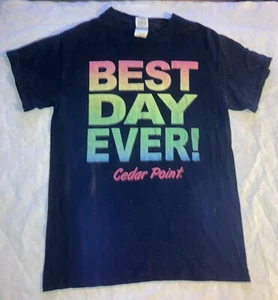 Mens Y2K Cedar Point Best Day Ever Roller Coaster Park Shirt Size S - Picture 1 of 2