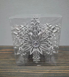 Set of 4 Silver Star Ornaments 4 3/4 inches Each Christmas Sparkles - Picture 1 of 5
