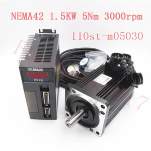 1.5KW 5Nm AC Servo Motor Drive 220V 3000RPM NEMA42 3M Cables Servo Kit CNC Mill - Picture 1 of 12