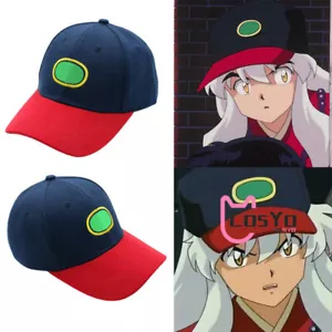 Anime Inuyasha Cosplay Hat Sun Blue with Red Peaked Cap Inuyasha Summer Hat - Picture 1 of 9