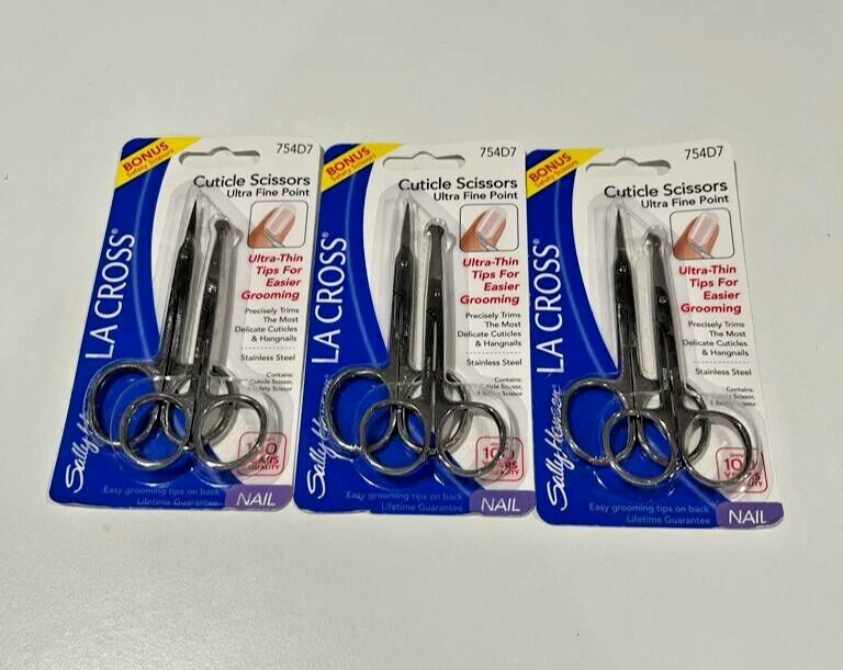 LOTE DE 3 PIEZAS DE TIJERAS CUTÍCULA LA CROSS SALLY HANSEN #754D7 NUEVAS EN PAQUETE Foto 1 de 2