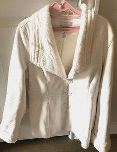 Schwarz-weißer cremefarbener kuscheliger Mantel mittlere Größe wunderschön und neu - Bild 1 von 7