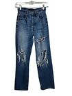 Aeropostale Jeans 90's Baggy Blue Distressed Button Fly Size 2 Cotton