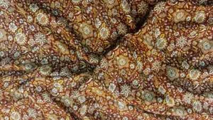 Sari crepe muschio indiano vintage beige stampa floreale sari tessuto artigianale MSS1035 - Foto 1 di 8