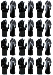 12- Atlas 370B BLACK Nitrile Coated LANDSCAPING AUTO GARDENING WORK GLOVES MED - Picture 1 of 5