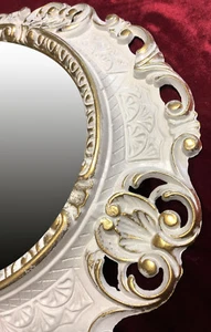 Espejo de Pared Oro Blanco Ovalado 45x38 Barroca Antiguo Repro Vintage 345 26 - Imagen 1 de 12