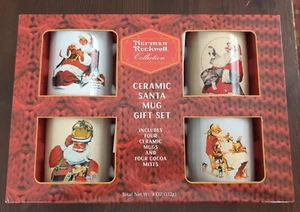 Norman Rockwell Collection Ceramic Santa 4 Mug Gift Set - Never Opened - Picture 1 of 4