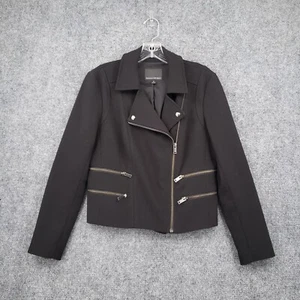 Banana Republic Jacket Womens 8 Black Moto Full Zip Pockets Notched Long Sleeve - Picture 1 of 15
