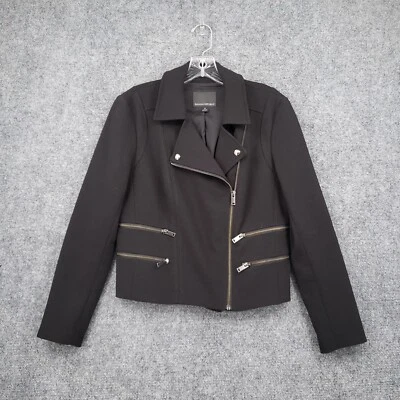 Banana Republic Jacket Womens 8 Black Moto Full Zip Pockets Notched Long Sleeve - Image 1 of 4