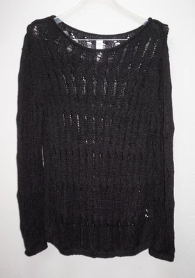 Suéter Pullover Marla Wynne Negro Tejido Abierto Popover Talla L Foto 1 de 4