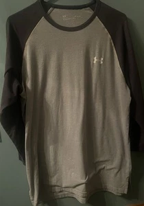 T-shirt Under Armour uomo manica lunga grande stile baseball vestibilità ampia grigia - Foto 1 di 8