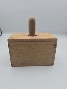 Primitive Dovetail Wood Rectangle Butter Mold Farmhouse Style - Picture 1 of 6