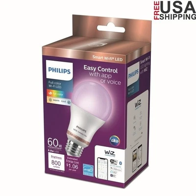 Smart LED Light Bulb 60W A19 Dimmable Tunable White WiFi Control E26 Base New - Image 1 of 4