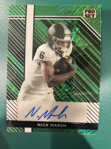 2024 Leaf Metal Pro Set Green Shimmer Nick Marsh Rc Auto #PSA-NM1 /7 Michigan St - Bild 1 von 2