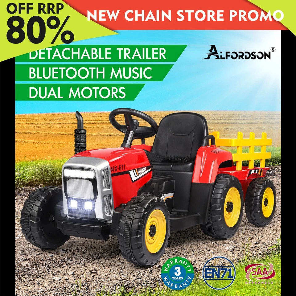 ALFORDSON Kids Ride On Car Tractor 12V Electric Toy Vehicle Child Toddlers Red