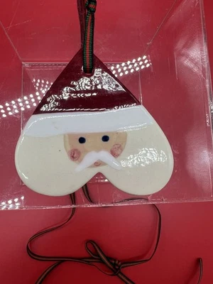 Collar de Papá Noel en una cinta, joyería de Navidad de porcelana firmada Foto 1 de 4