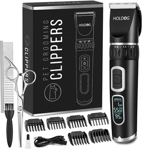 Pet Grooming Clipper Dog 3-Speed Low Noise Rechargeable Cordless Black Silver - Picture 1 of 7