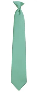 Boy's Solid Satin Seafoam 14 inch Clip On Necktie Weddings Formals - NWT - Picture 1 of 2