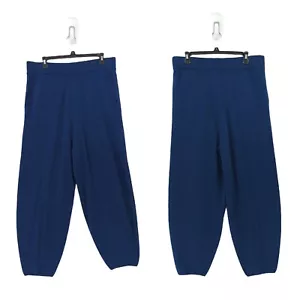 Polo Ralph Lauren Women L Washable Cashmere Joggers Pants Navy Blue Knit NEW - Picture 1 of 9