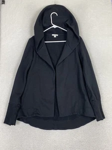 Standard James Perse Black French Terry Cocoon Cardigan Women's Draped Sz 1 Hood - Picture 1 of 5