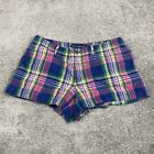 Ralph Lauren Sport Chino Shorts Womens 12 Blue Pink Plaid Pockets 100% Cotton