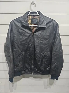 Vintage St. Johns Bay Map gefütterte Echtleder Bomber Flieger Jacke Mantel Herren LT - Bild 1 von 10
