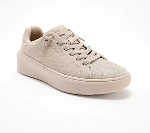 Skechers Dazzle Me Street Court Break Embellished Lace-Up Sneakers Taupe 8.5/M U - Picture 1 of 1
