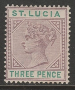 St Lucia sg47 MINT 1891-98 3d dull mauve & green die 2 - Picture 1 of 2