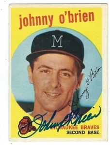 Autographed JOHNNY O'BRIEN Milwaukee Braves 1959 Topps Card #499 w/COA - Picture 1 of 1