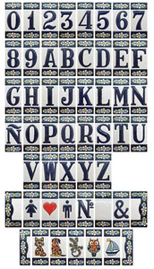 Keramik Hausnummer Zahlen Ziffern Buchstaben Symbole Kacheln Fliesen 3,5 x 7,5cm - Bild 1 von 67