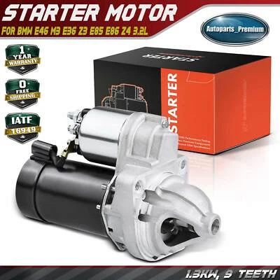 Starter for BMW E46 M3 2001-2006 E36 Z3 2002 3.2L 1.3KW 12V CW Rotation 9 Teeth - Image 1 of 4