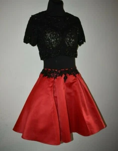Lace Bodice Short 2 Piece Red and black by Cinderella Divine - Picture 1 of 12