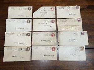 12 używanych kopert przedpłaconych i znaczków amerykańskich 1909-1934 Geo Massey General Coal