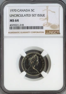 1970 Canada 5 Cents 5C NGC MS64 - Quality Auction - Picture 1 of 2