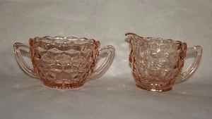 Jeannette Glass Creamer & Sugar Pink - Imagen 1 de 12