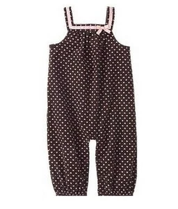 Gymboree Nice Kitty Glamour Soft Brown Tiny Pink Heart Corduroy Overalls 3-6 NWT - Picture 1 of 1